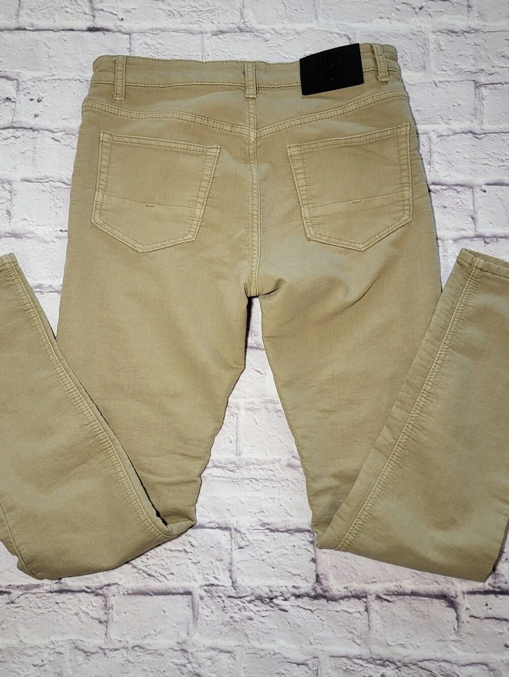 VGB Vintage Genes Black Mens Comfort Jeans Khaki Tan 30x32 Stretchy Terry Denim